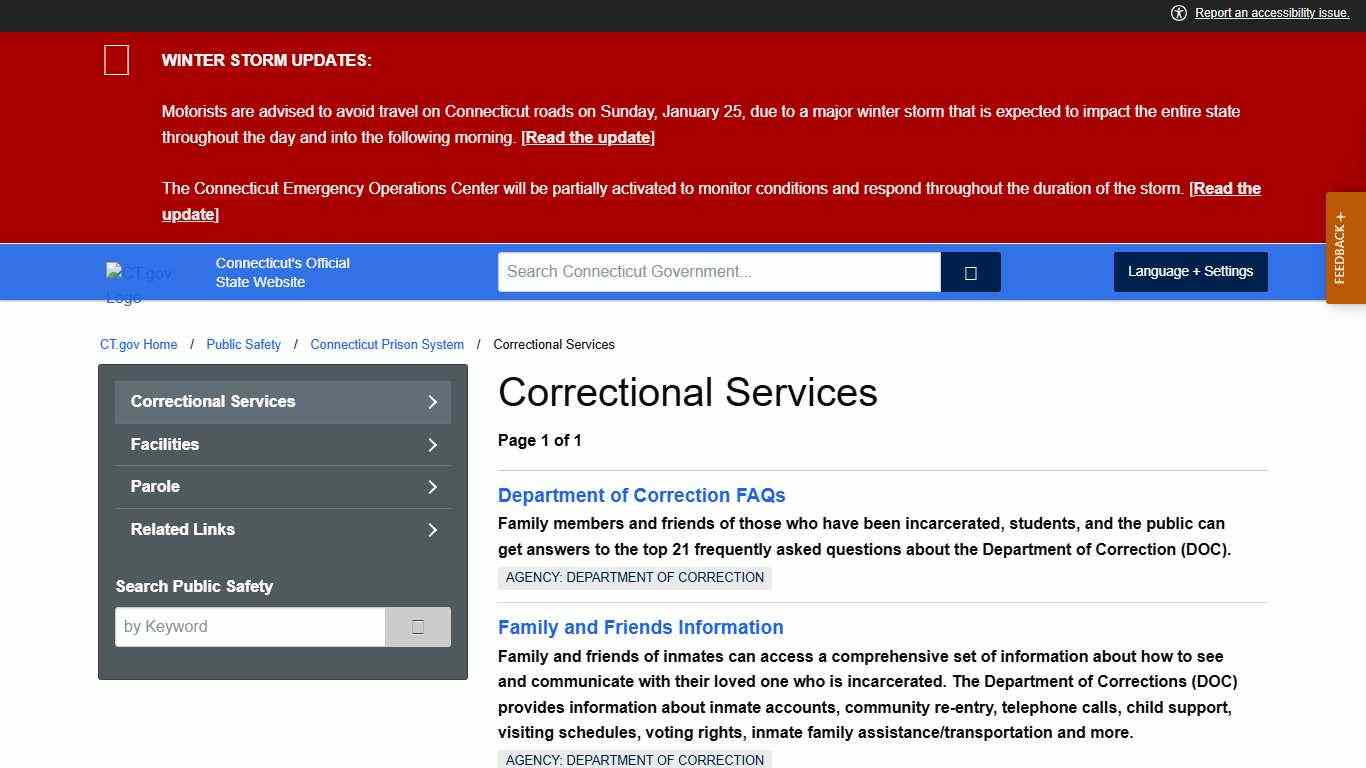 CT.gov: Correctional Services